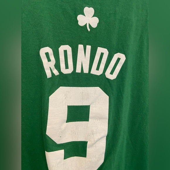 Adidas Boston Celtics Youth L Rajon Rondo #9 Cotton Graphic Print Tee Shirt - Picture 6 of 11